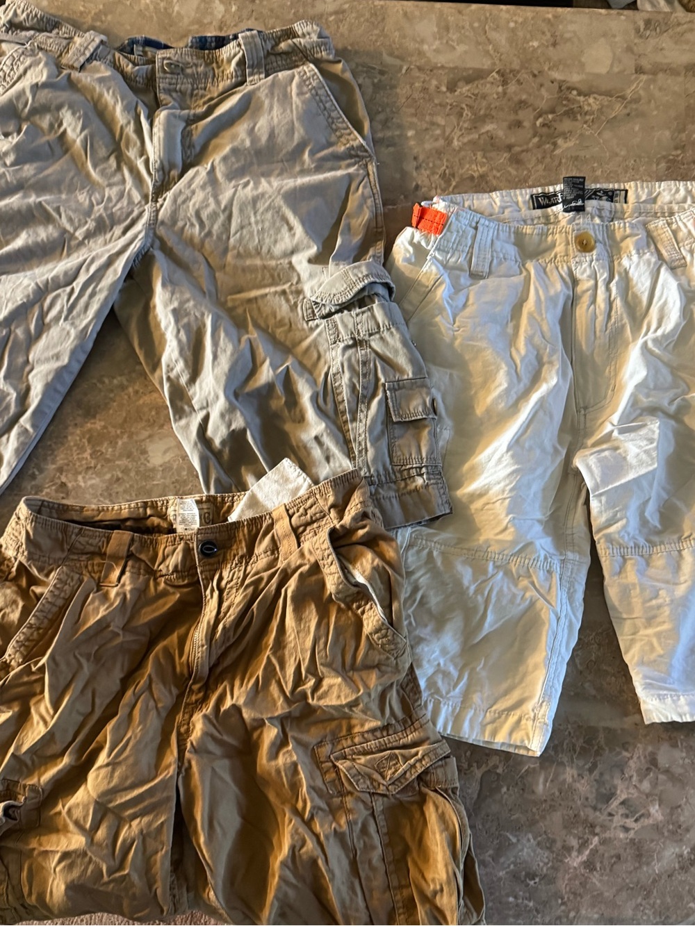 Casual Men's Cargo Shorts Bundle - White, Khaki, Light Gray